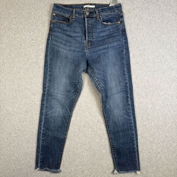 Levis Womens Size 31 Wedgie Fit Skinny Denim Jeans Blue High Rise Button Fly - Picture 1 of 10